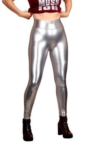 sexy lak legging L zilver, Ophalen of Verzenden, Nieuw, Grijs, Lang
