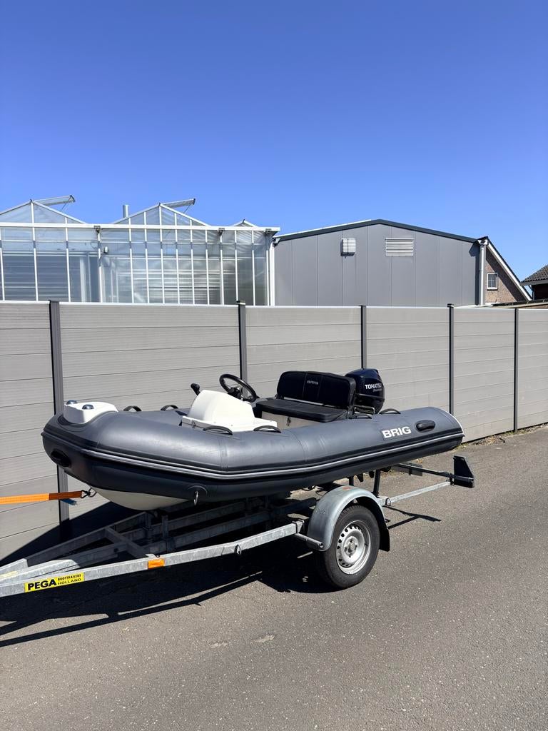 Brig 330 met Tohatsu 8pk motor - Zeer nette staat, Gebruikt, Benzine, Minder dan 70 pk, Overige materialen