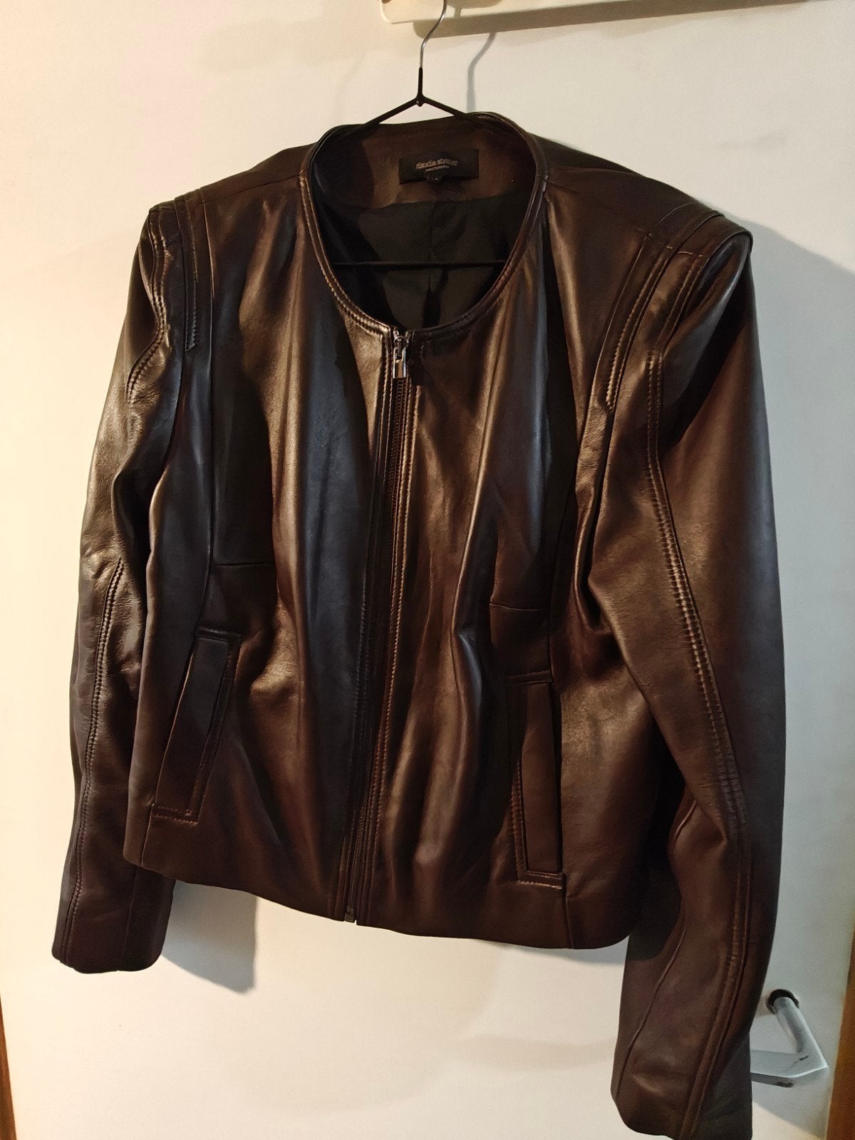 Prachtig aubergine / bruin leren jasje van Claudia Sträter,, Kleding | Dames, Jasjes, Kostuums en Pakken, Bruin, Maat 42/44 (L)