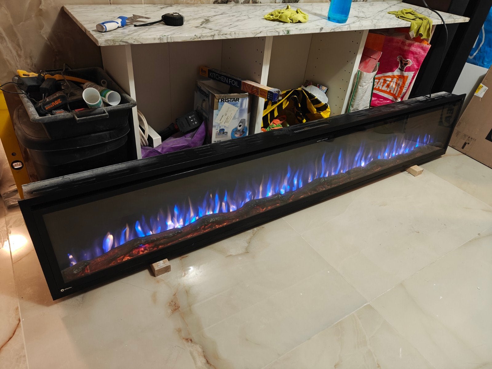 Aflamo inbouw elektrische haard 100inch 254cm - Zo goed als, Huis en Inrichting, Ophalen, Zo goed als nieuw, Inbouwhaard, Elektrische haard