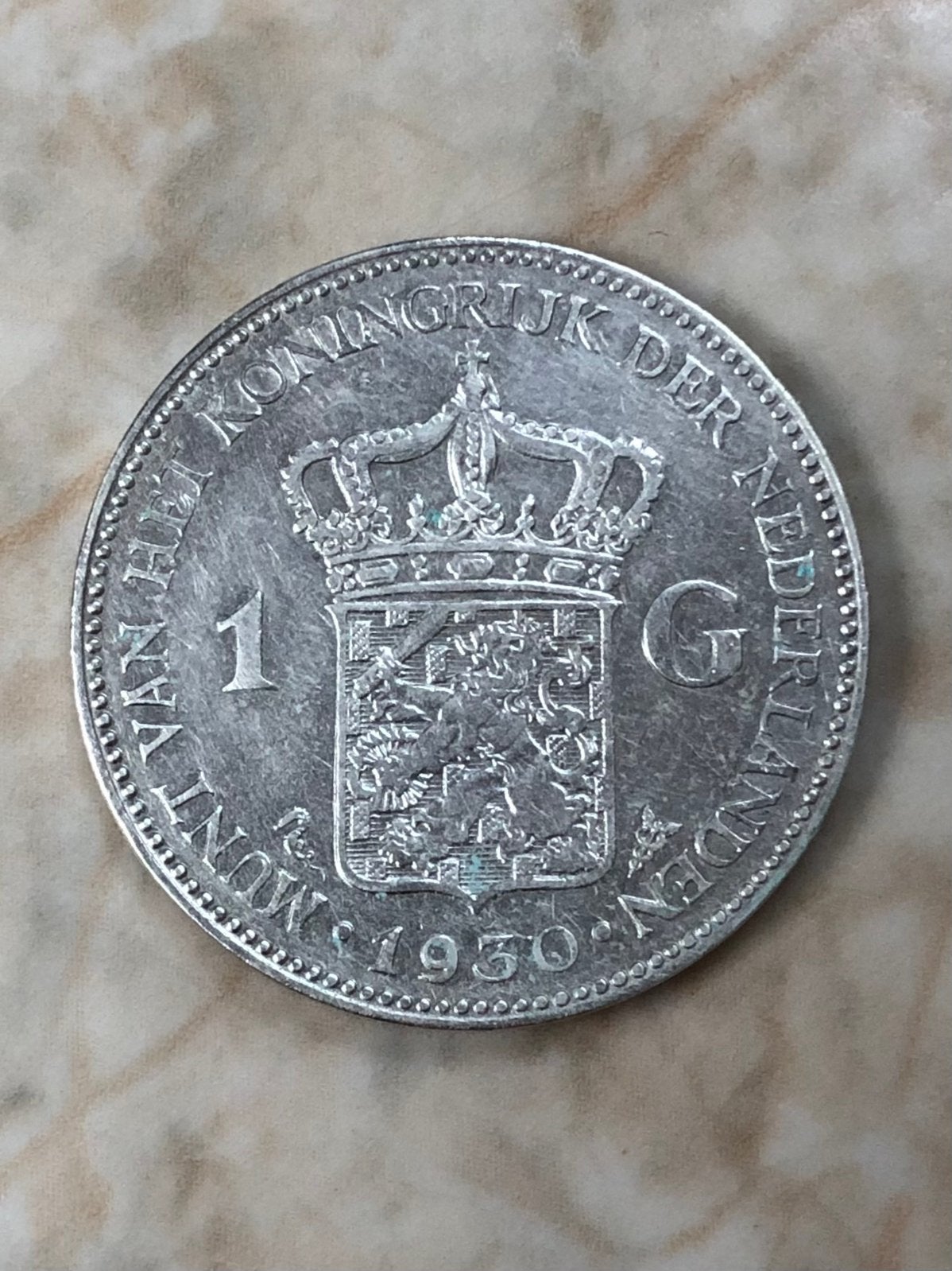 1 gulden 1930, zilver, Wilhelmina., Postzegels en Munten, Munten | Nederland, 1 gulden, Verzenden, Zilver, Koningin Wilhelmina