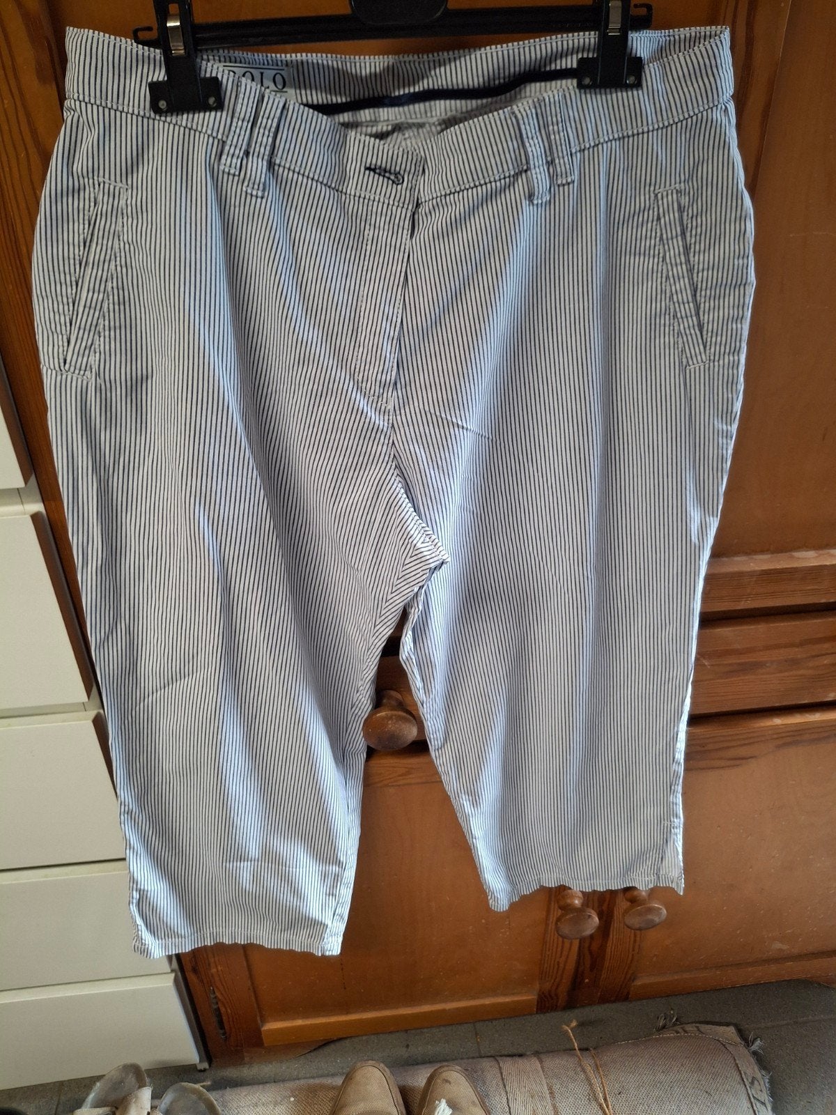 Polo Team gestreepte capri broek. blauw wit, Wit, Maat 42/44 (L), Ophalen of Verzenden, Polo Team