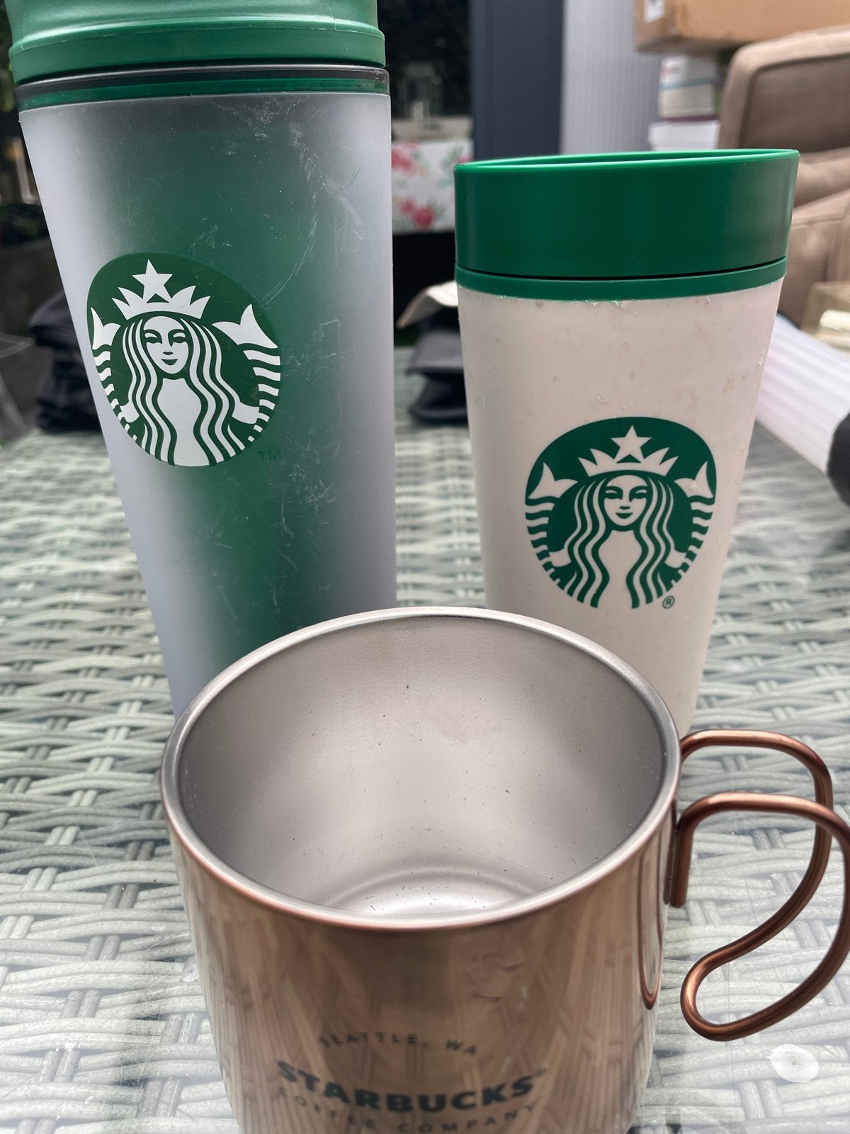 Starbucks Reusable Bekers en Mok - Set van 3, Kunststof, Ophalen of Verzenden, Overige merken, Groen