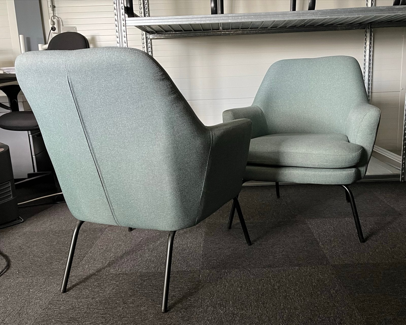 Fauteuil zeegroene/grijs, Ophalen, Minder dan 75 cm, Zo goed als nieuw, Stof