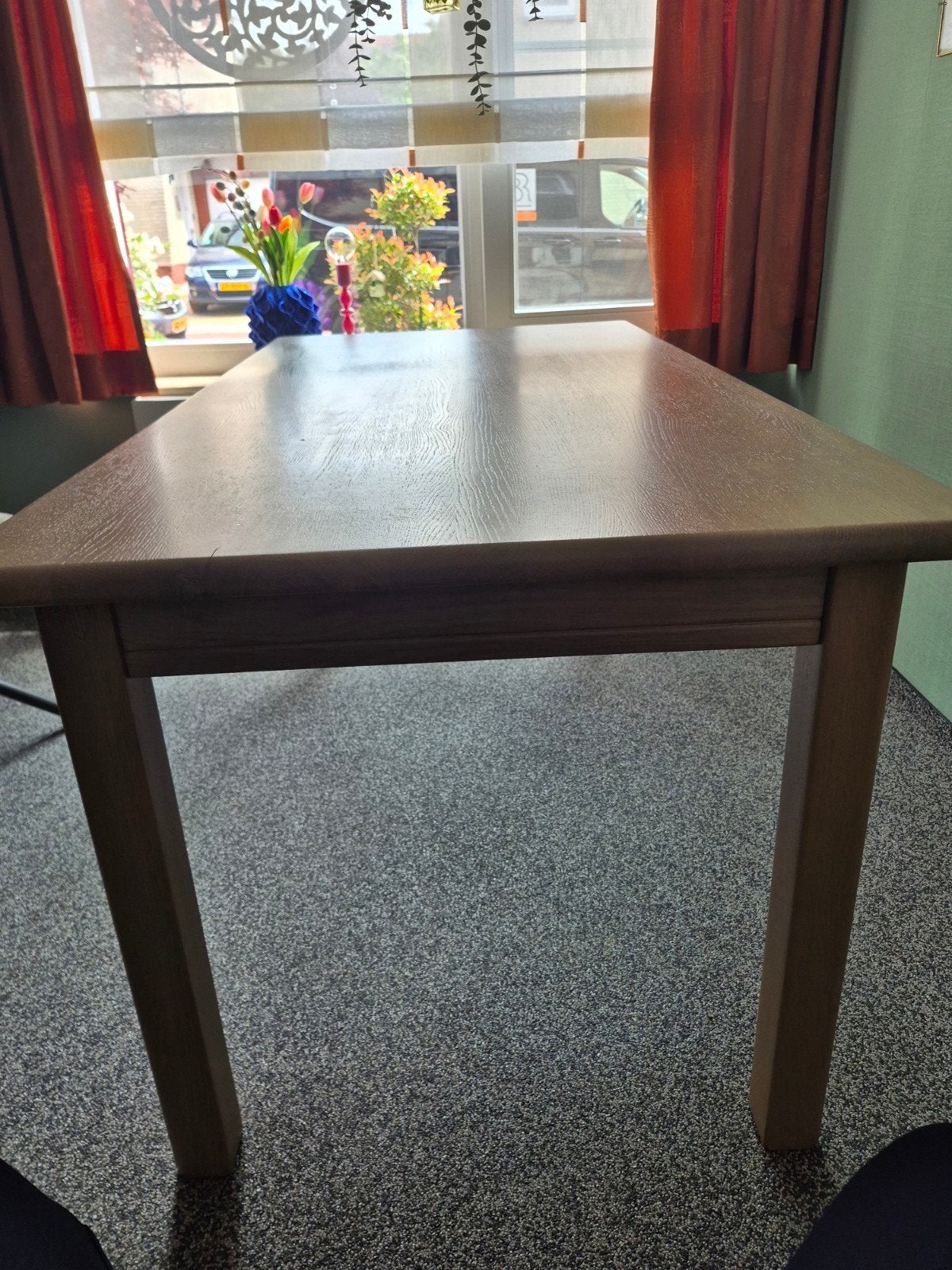 Uitschuifbare eettafel van eikenhout, Huis en Inrichting, Tafels | Eettafels, Ophalen, Gebruikt, Eikenhout, 50 tot 100 cm