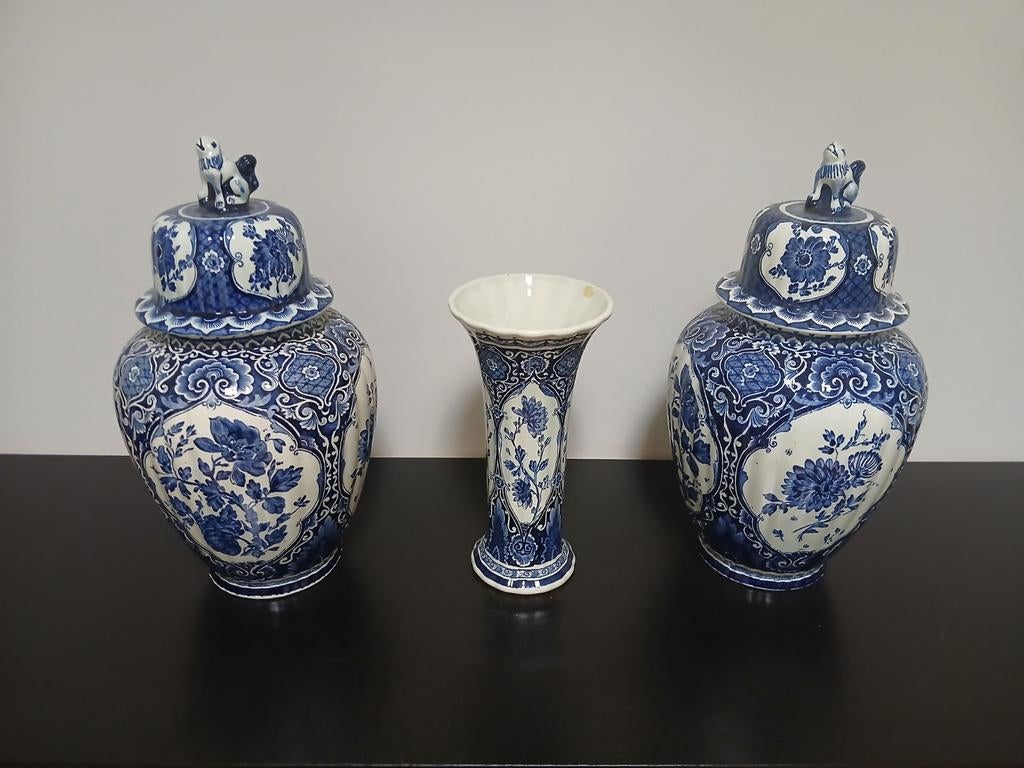 Delfts Blauw Gemberpotten en Vaas Set, Ophalen