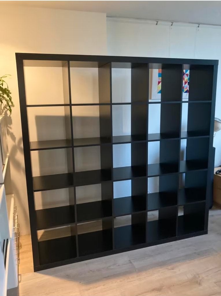 Nieuwstaat: 25 vaks kallax open kast vakkenkast 5x5 zwart, Ophalen, 150 tot 200 cm, Zo goed als nieuw, 150 tot 200 cm
