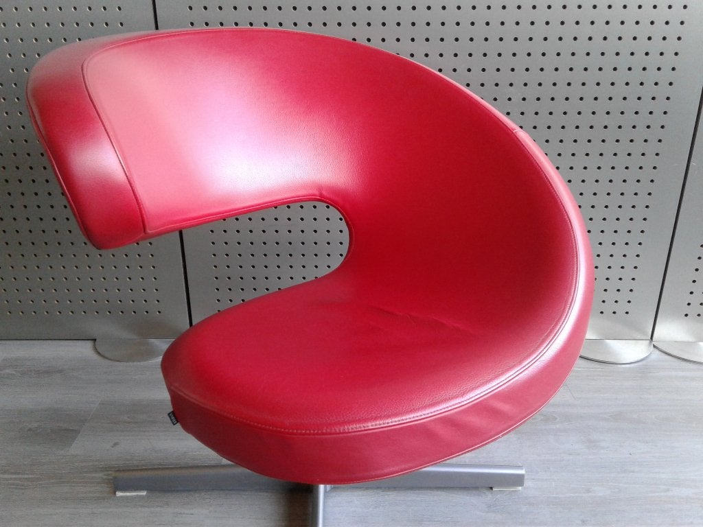 Variér (Stokke) Peel Club (Rood Leder), Heel Mooi!, Huis en Inrichting, Fauteuils, 75 tot 100 cm, Ophalen of Verzenden, Zo goed als nieuw