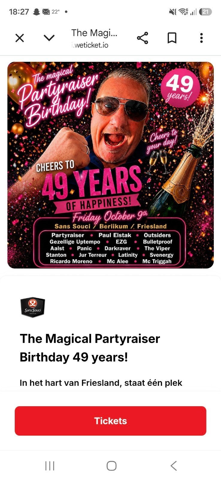 1 ticket te koop, Eén persoon