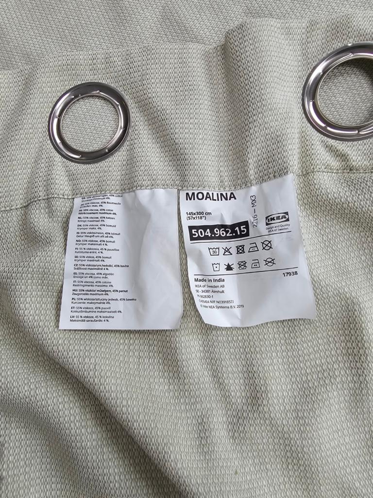 Ikea Gordijnen Moalina Lichtgroen 145x300 cm met Stokken, Huis en Inrichting, Stoffering | Gordijnen en Lamellen, Ophalen, Gebruikt