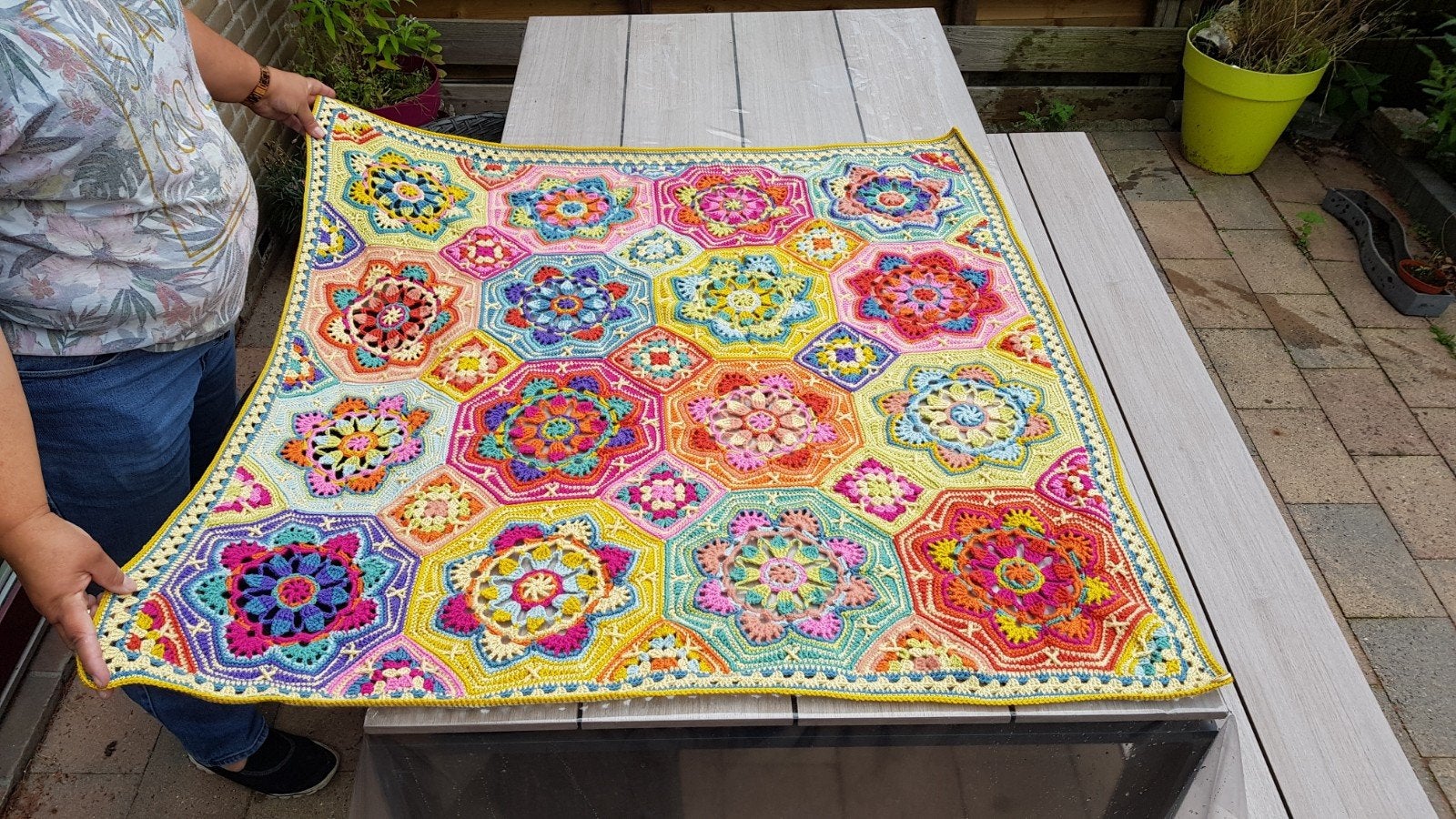 3x ️Gehaakte deken/plaid Persian tiles Eastern jewels., Ophalen of Verzenden, Zo goed als nieuw, Haken, Overige typen