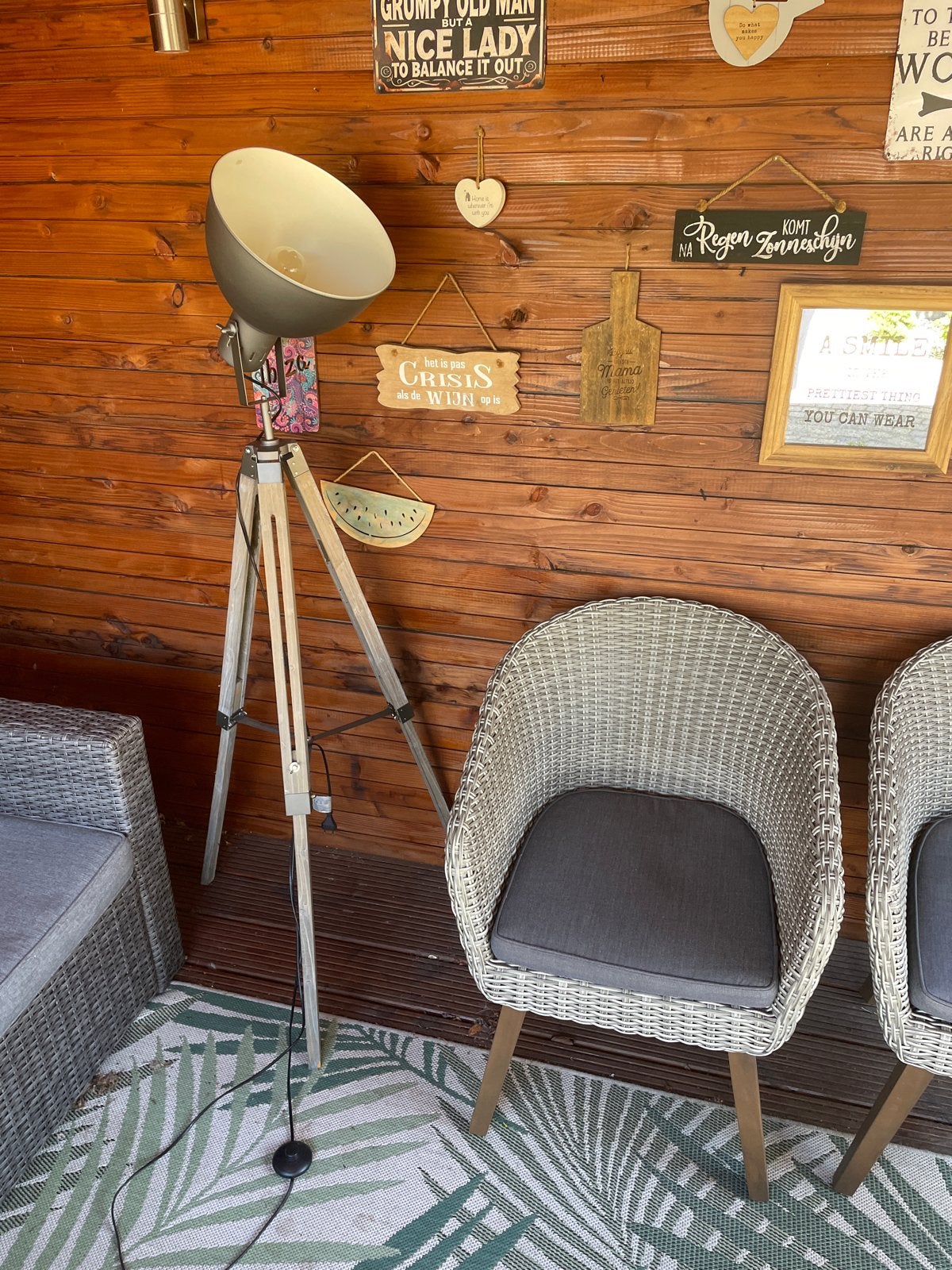 Vintage Vloerlamp met Statief - Studio Stijl, Huis en Inrichting, Ophalen, Gebruikt, E27 (groot), 150 tot 200 cm