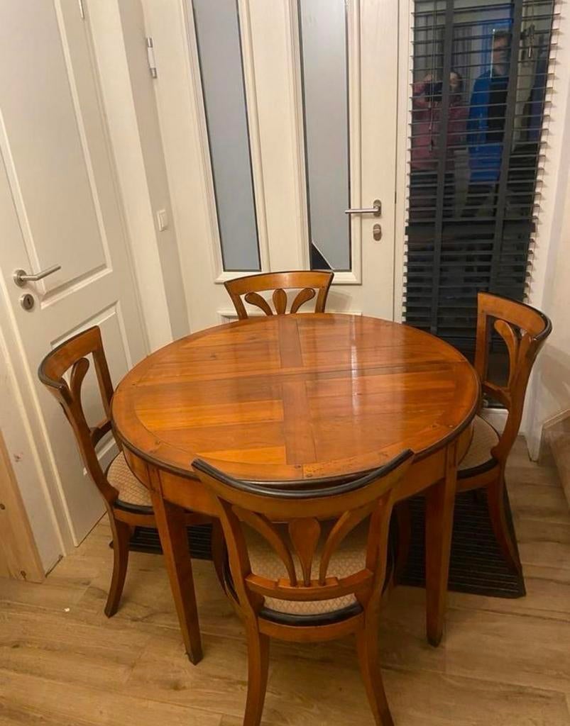 Mooie eikenhouten tafel en stoelen GEKA stempel, Ophalen, Gebruikt, 4 tot 6 stoelen