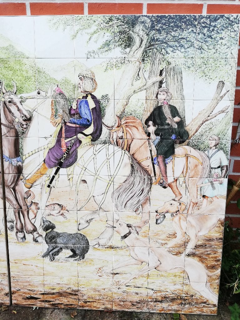 122hx183br Uniek tegelpaneel de gevangenneming van Floris V, Antiek en Kunst, Ophalen