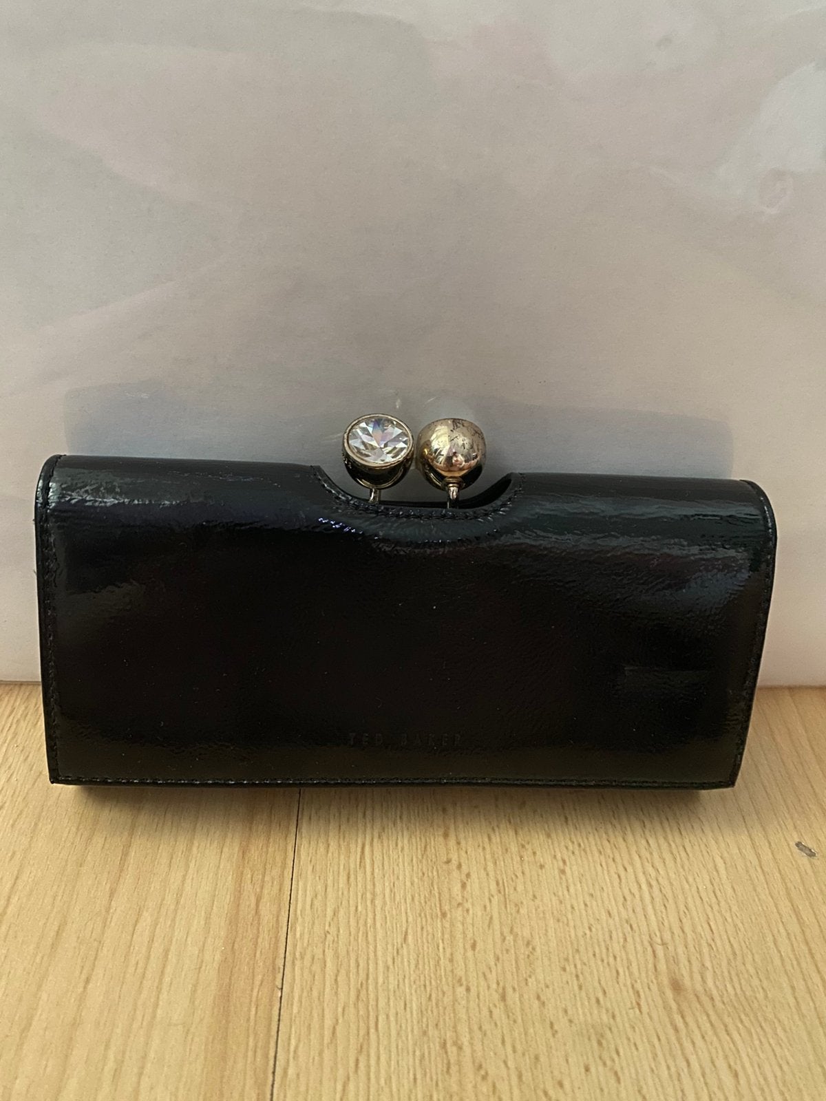Ted Baker grote zwart lakleer portemonnee, Overige merken, Leer, Zwart, Ophalen of Verzenden
