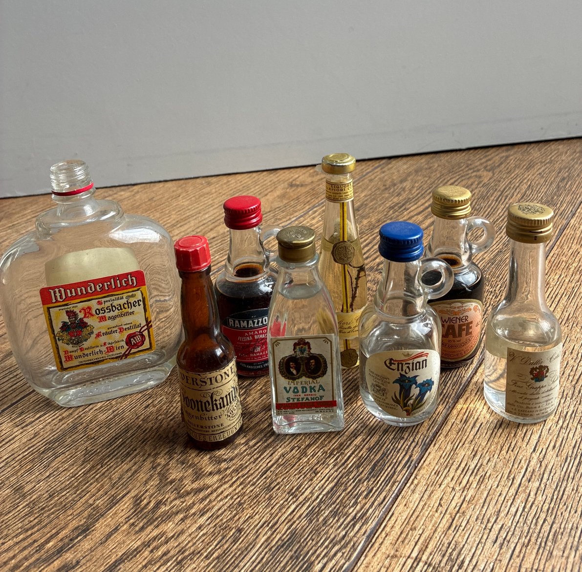 8 flesjes Munderlich, Ramazzotti, Imperial voor verzameling, Verzamelen, Ophalen of Verzenden, Gebruikt