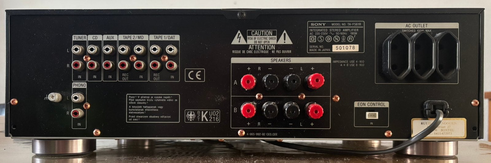 Sony TA-F561R PowerMOS geïntegreerde versterker, Ophalen of Verzenden, Zo goed als nieuw, Sony