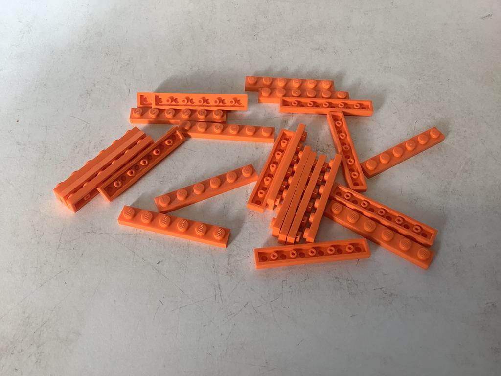 Lego plaat 1x6 oranje, Ophalen of Verzenden, Gebruikt, Losse stenen, Lego