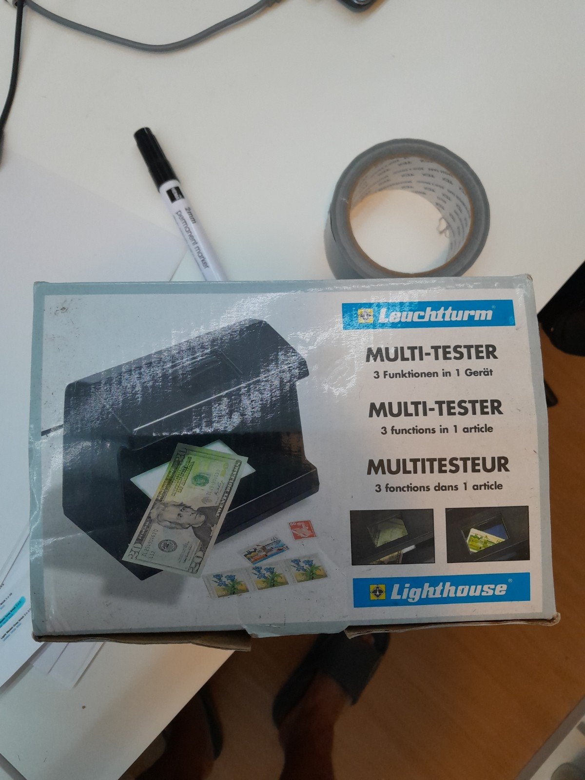 Leuchtturm Multi-Tester: Valsgelddetector & Postzegeltest, Postzegels en Munten, Ophalen, Valsgelddetector