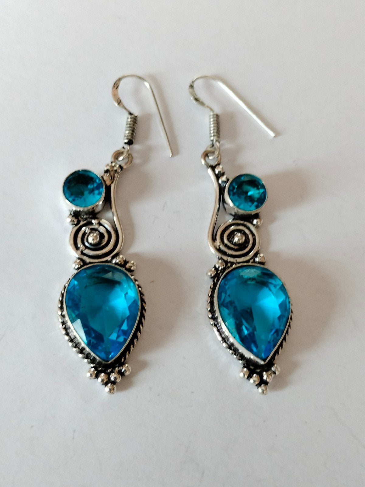 zilveren oorbellen met blauw topaas, Hangers, Blauw, Nieuw, Ophalen of Verzenden