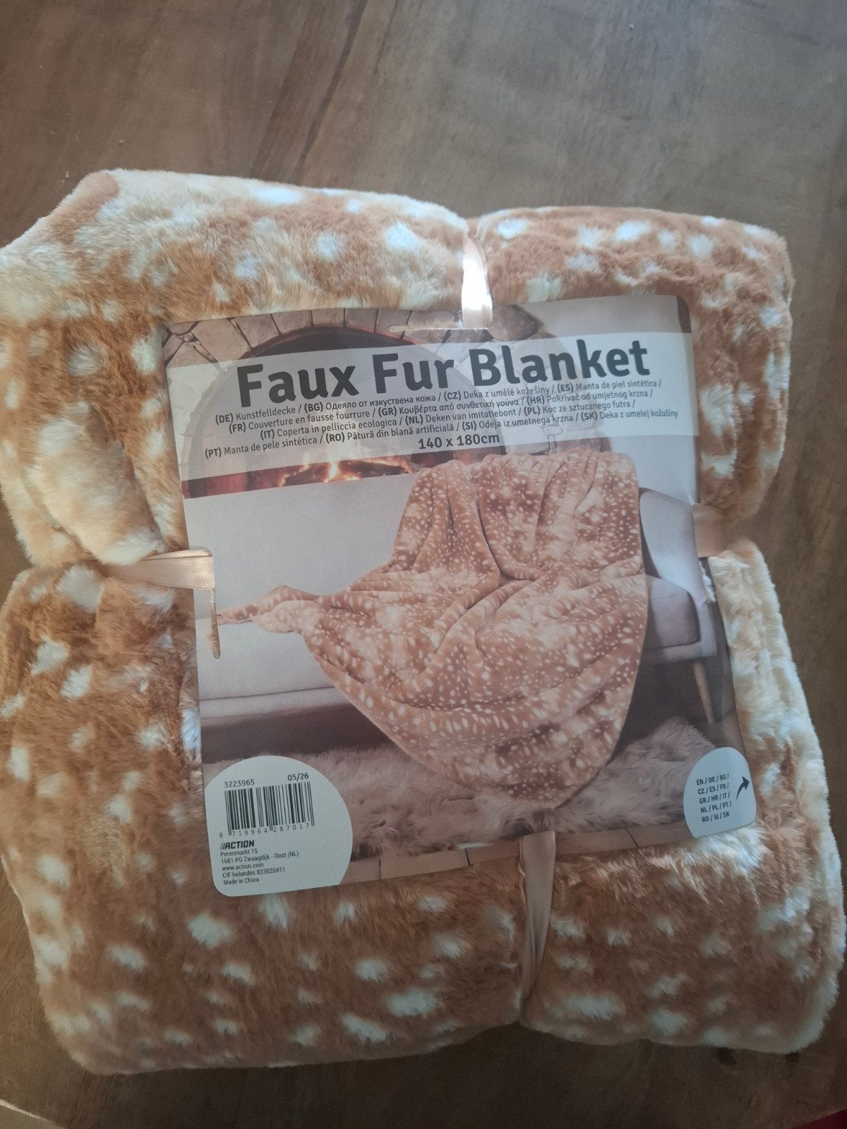 Deken herten /Bambi print (Immitatiebont), Verzenden, Nieuw, Beige, Rechthoekig