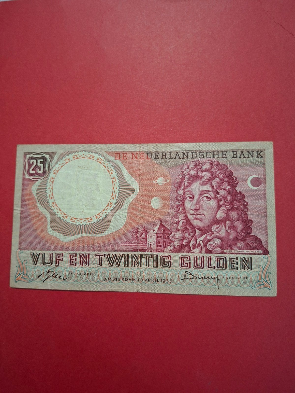 25 gulden Huygens uit 1955 in ZF
Serie nummer 5 ON 058066
NV, Ophalen of Verzenden, 25 gulden, Los biljet