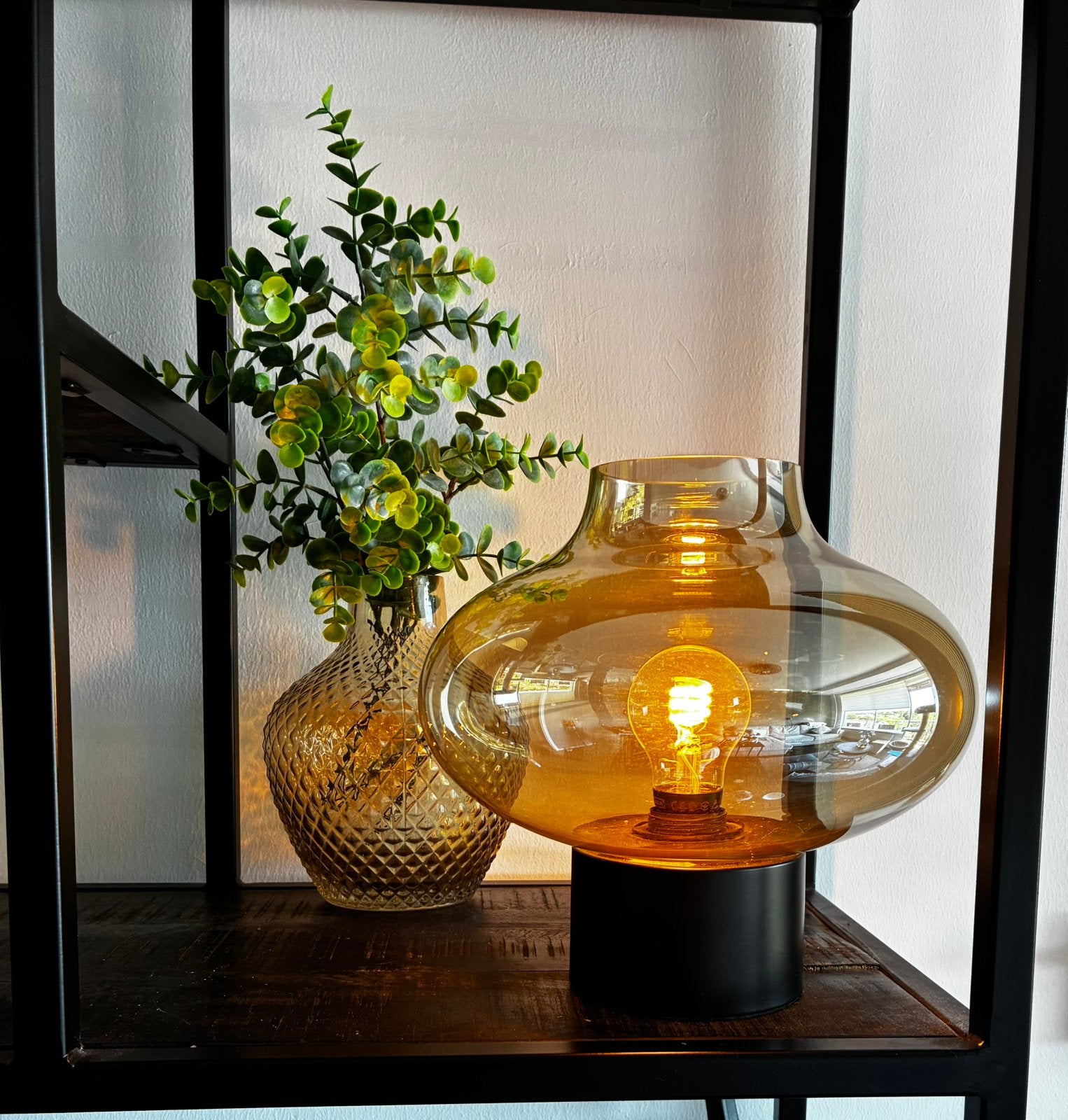 2x Mooie rookglas tafellamp, E27 (groot), Ophalen, Hotel chique, Modern, Industrieel, Glas