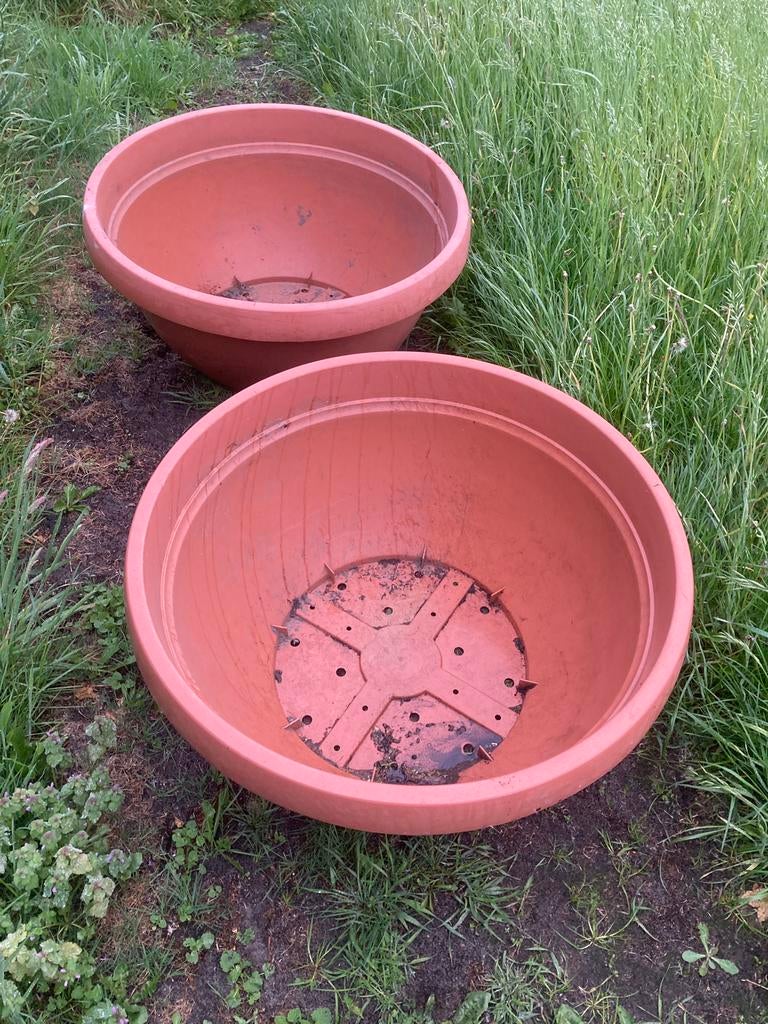 2 grote 90cm terracotta kleur plantenbakken Idel italy, Tuin en Terras, Ophalen, Kunststof, Gebruikt, 40 cm of meer