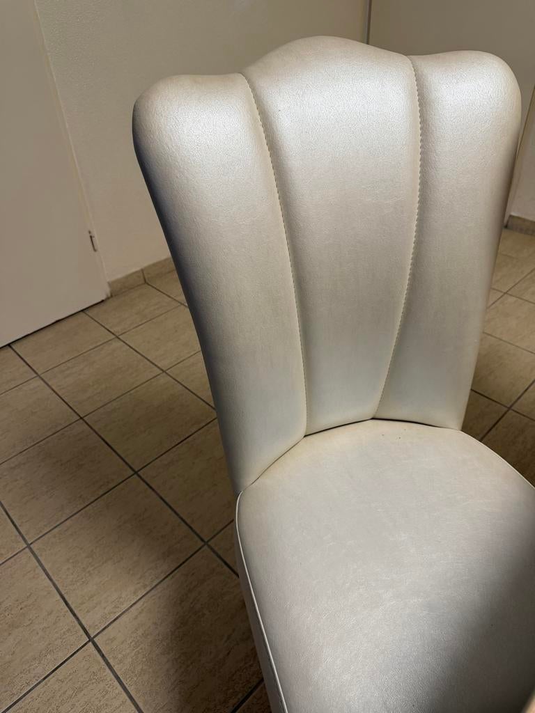 6x Eetkamerstoelen, gebroken wit, Huis en Inrichting, Stoelen, Gebruikt, Overige kleuren, Ophalen of Verzenden, Stof