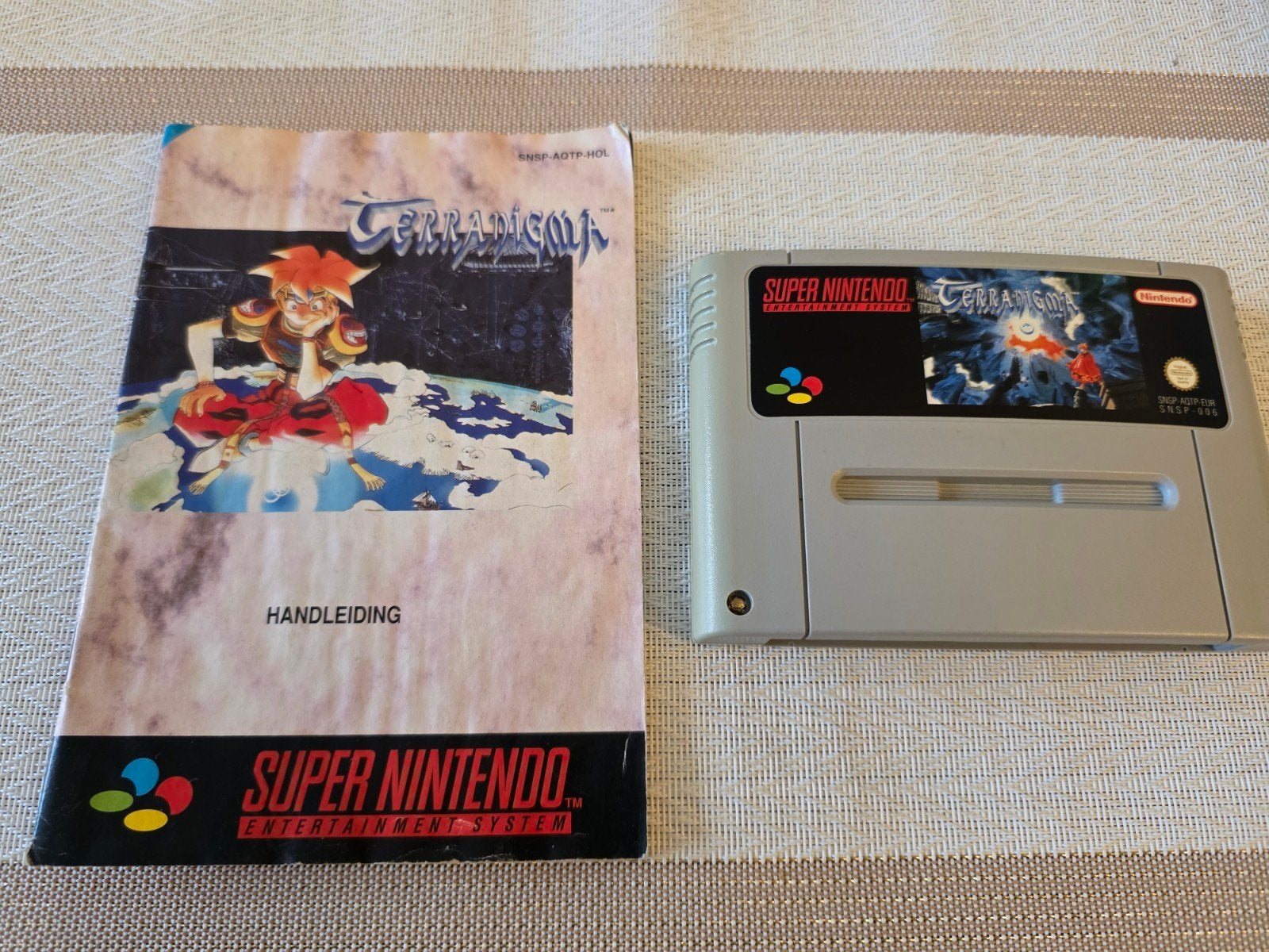 Terranigma Super Nintendo (SNES) met handleiding, 1 speler, Ophalen of Verzenden, Zo goed als nieuw, Role Playing Game (Rpg)