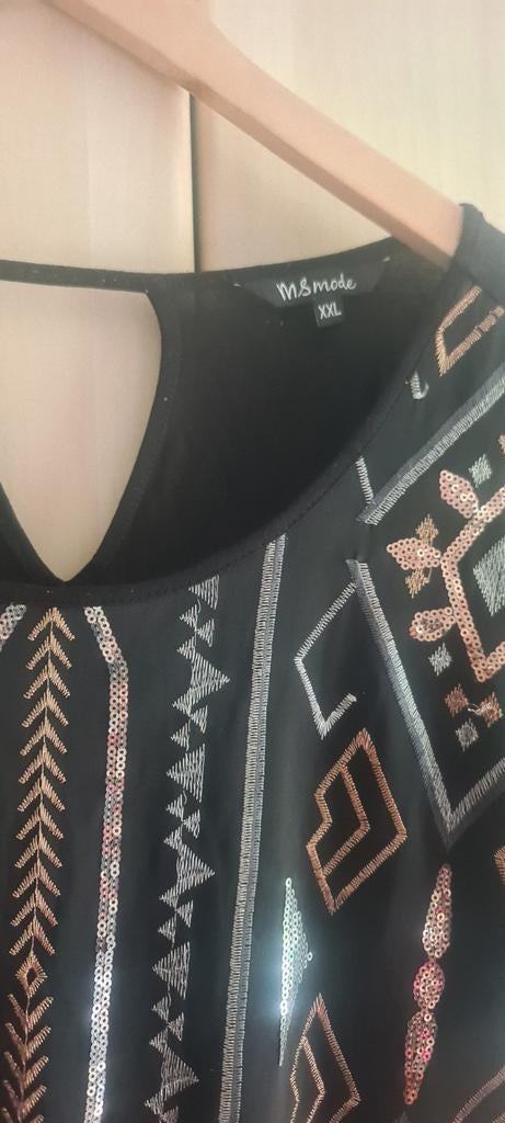 MS Mode Zwarte Blouse met Pailletten XXL, Kleding | Dames, Zwart, Maat 46/48 (XL) of groter, Ophalen of Verzenden, Zo goed als nieuw