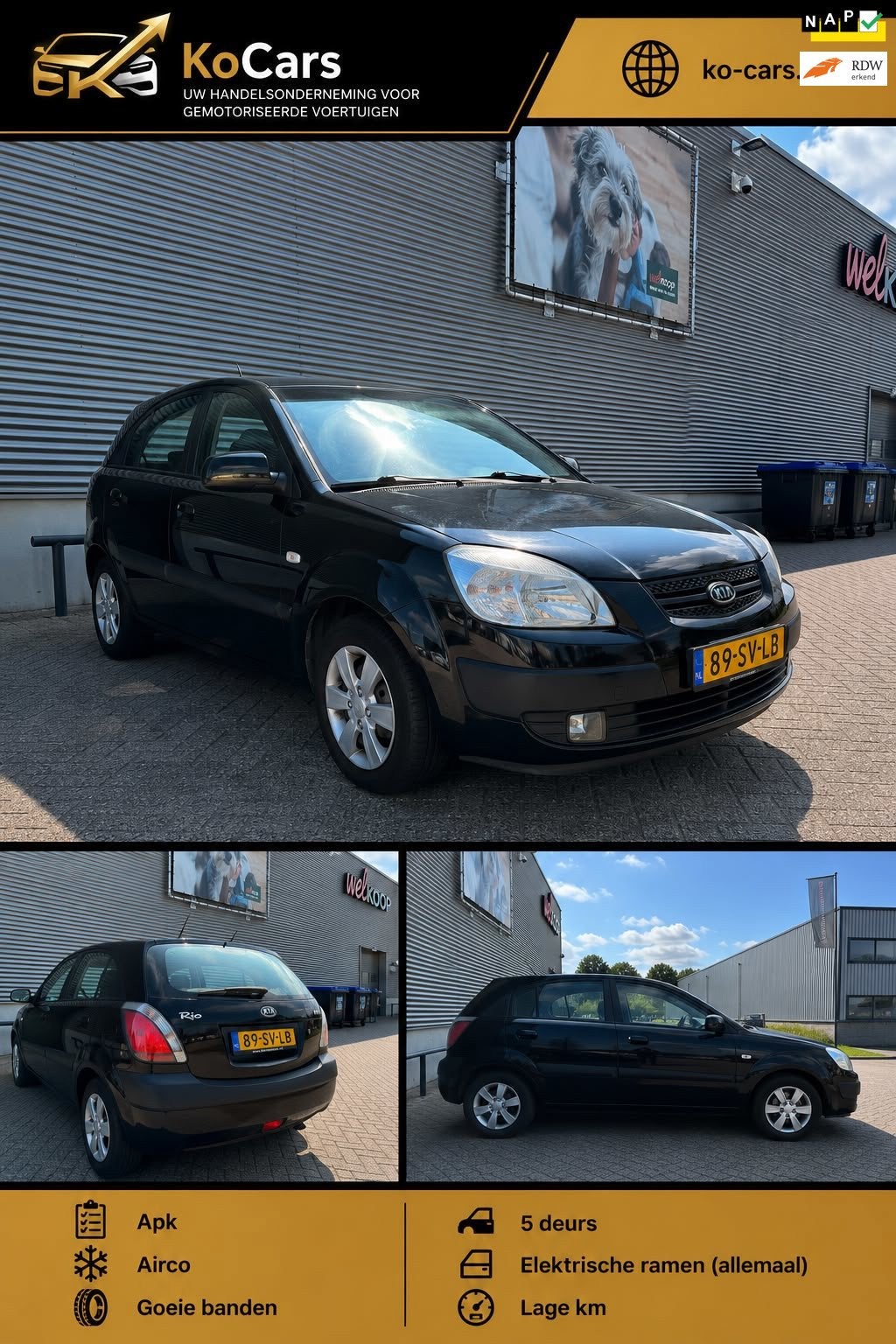 Kia Rio / Apk / Airco / 5drs / lage km, Auto's, Voorwielaandrijving, Gebruikt, 4 cilinders, 1054 kg