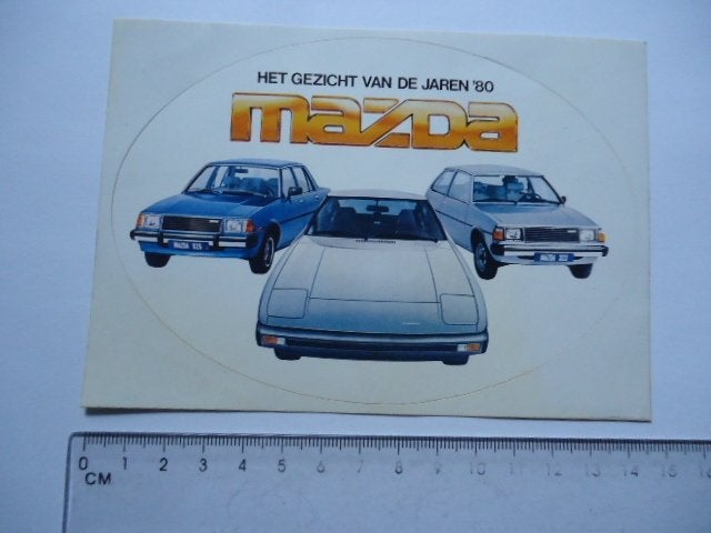 sticker oud MAZDA Jaren 80 auto oldtimer 323 rx 7 626 mx 5, Verzenden, Zo goed als nieuw, Bedrijf of Vereniging