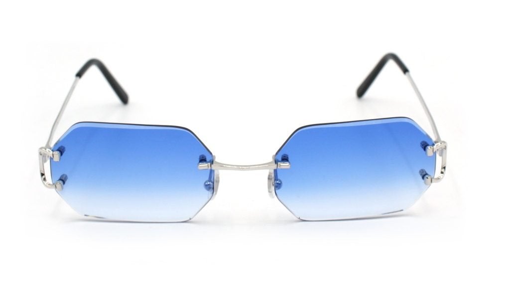 Cartier Piccadilly Zonnebril met Diamantgeslepen Glazen, Overige merken, Gebruikt, Zonnebril, Blauw