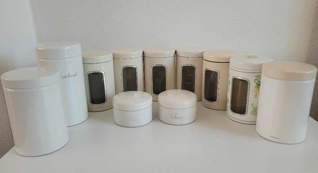 Brabantia voorraadbussen – set van 11, Gebruikt, Ophalen of Verzenden, Voorraadpot, Metaal