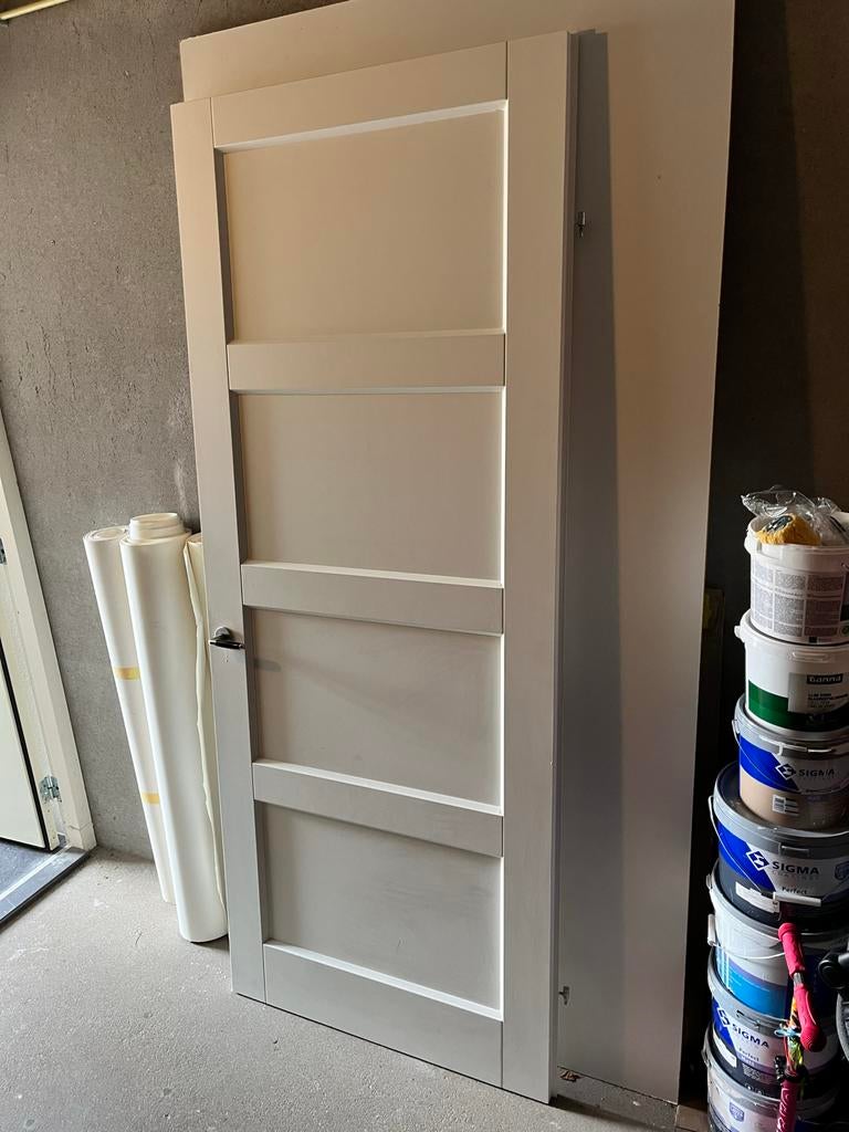 Paneeldeur 4 panelen wit - Landelijke stijl, Ophalen, Gebruikt, 80 tot 100 cm, 215 cm of meer