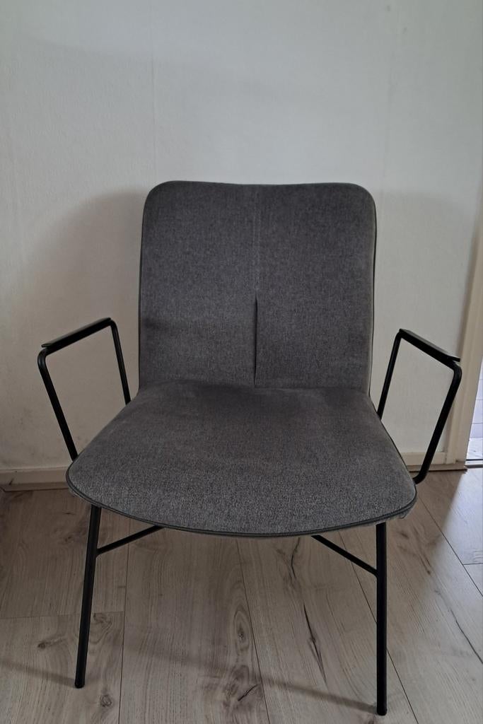 2x Xooon fauteuil Quint met poef - Grijs, Ophalen, 75 tot 100 cm, Zo goed als nieuw, Stof
