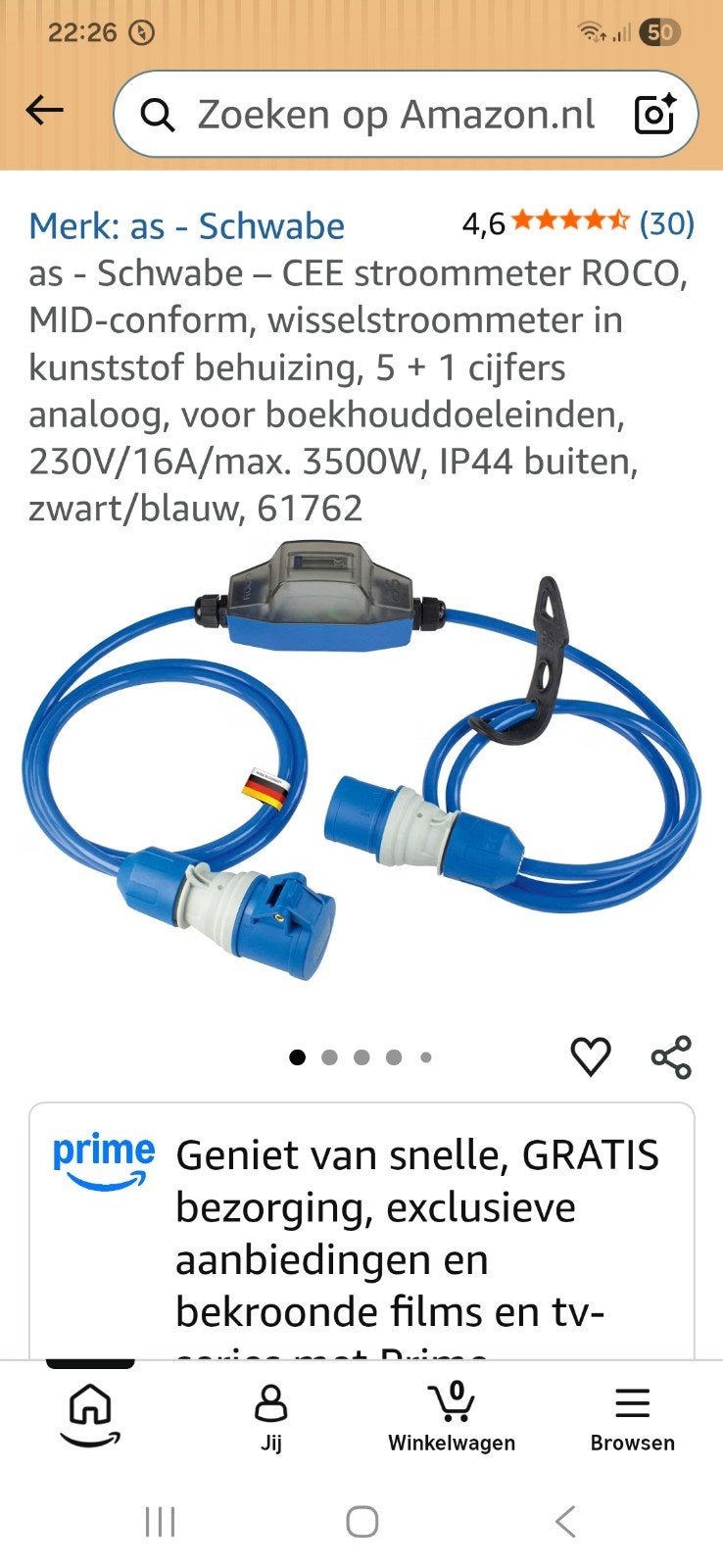 as - Schwabe CEE Stroommeter ROCO, MID-conform, 230V/16A, Ophalen of Verzenden, Nieuw, Overige merken, Overige typen