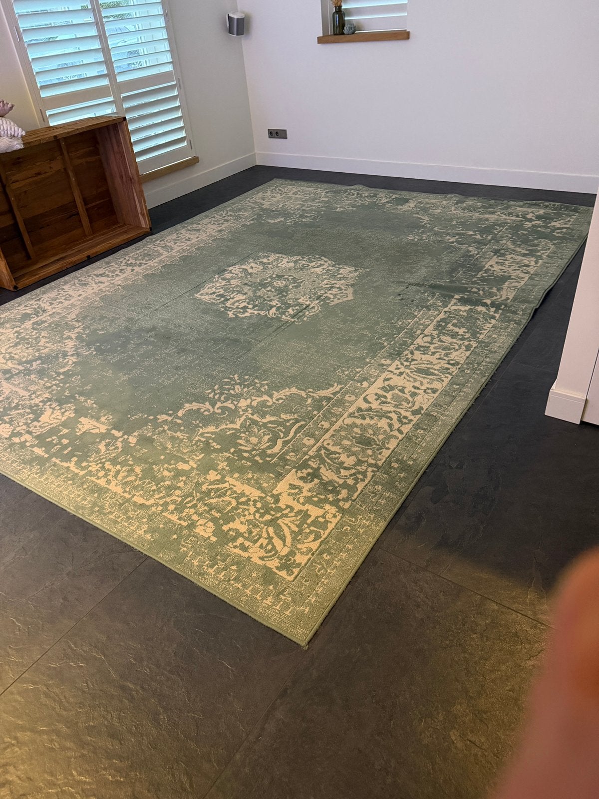 Vintage Barok Vloerkleed - Wonder Groen (380x280cm), Ophalen, Gebruikt, 200 cm of meer, Rechthoekig