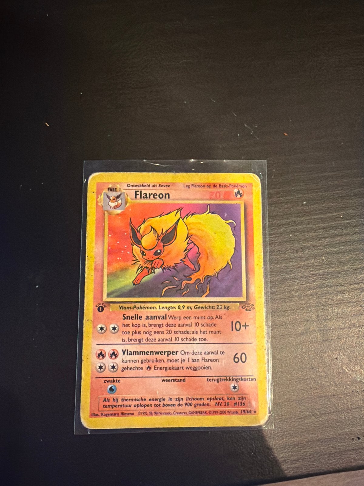 Flareon - Jungle - 1st Edition - Nederlands, Hobby en Vrije tijd, Verzamelkaartspellen | Pokémon, Ophalen, Gebruikt, Losse kaart