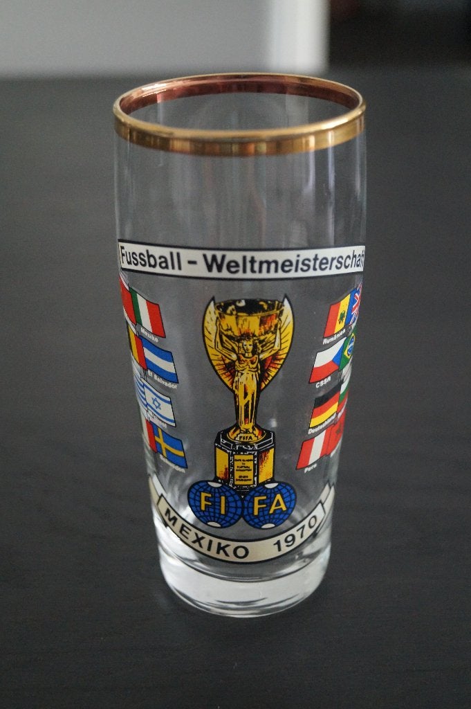 Bierglas WK Mexico 1970 onbeschadigd, Verzamelen, Ophalen, Zo goed als nieuw, Bierglas
