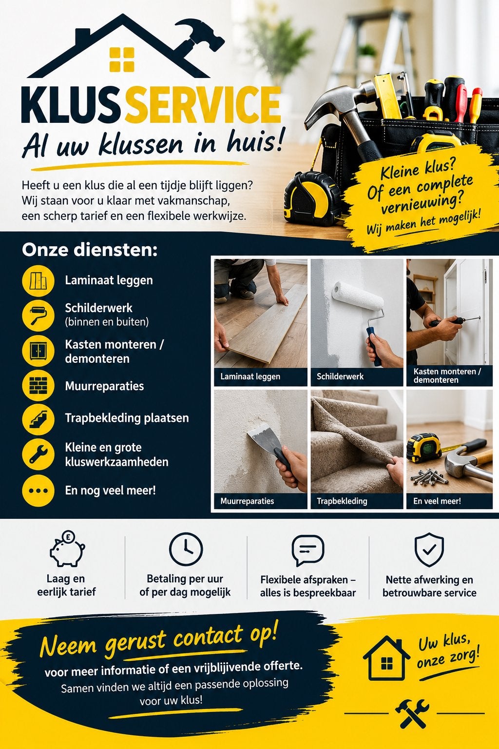 Stuur snel bericht alles is bespreekbaar !! Elke klus !!, Doe-het-zelf en Verbouw, 50 tot 150 cm, Ophalen of Verzenden, Zo goed als nieuw