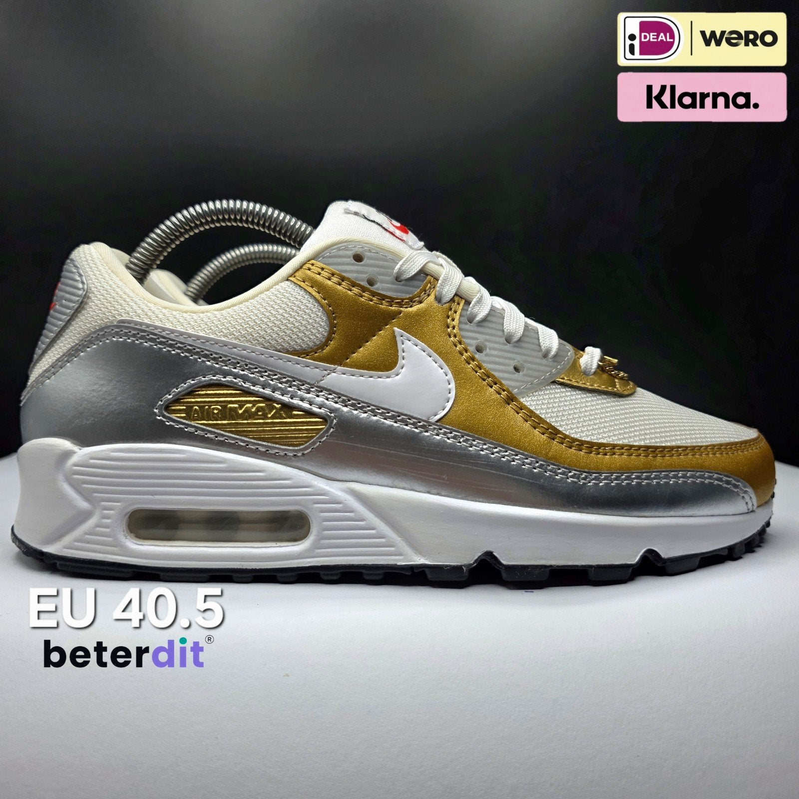 Nike Air Max 90 SE 'White Metallic Gold' Maat: 40.5, Ophalen of Verzenden, Nike, Nike, Nike air max