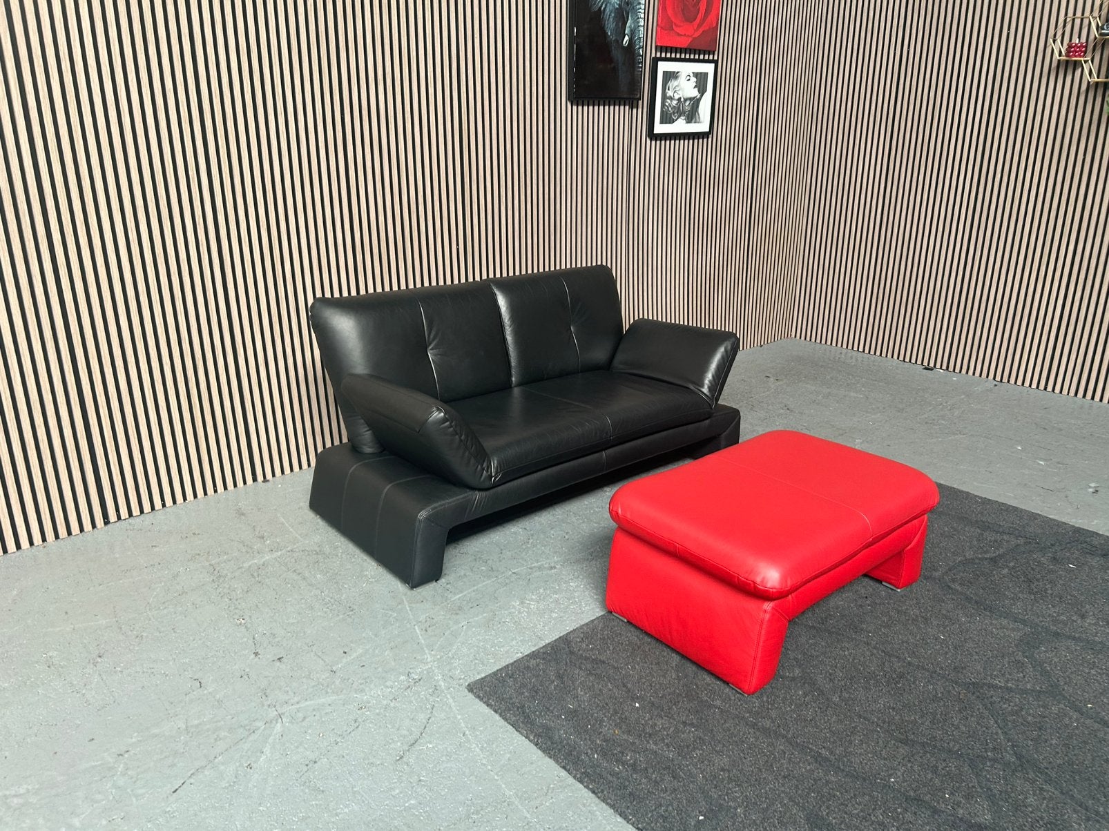 GRATIS LEVERING Montel Bank + Poef Leer 161X72 GEREINIGD, 150 tot 200 cm, Ophalen of Verzenden, Zo goed als nieuw, Rechte bank