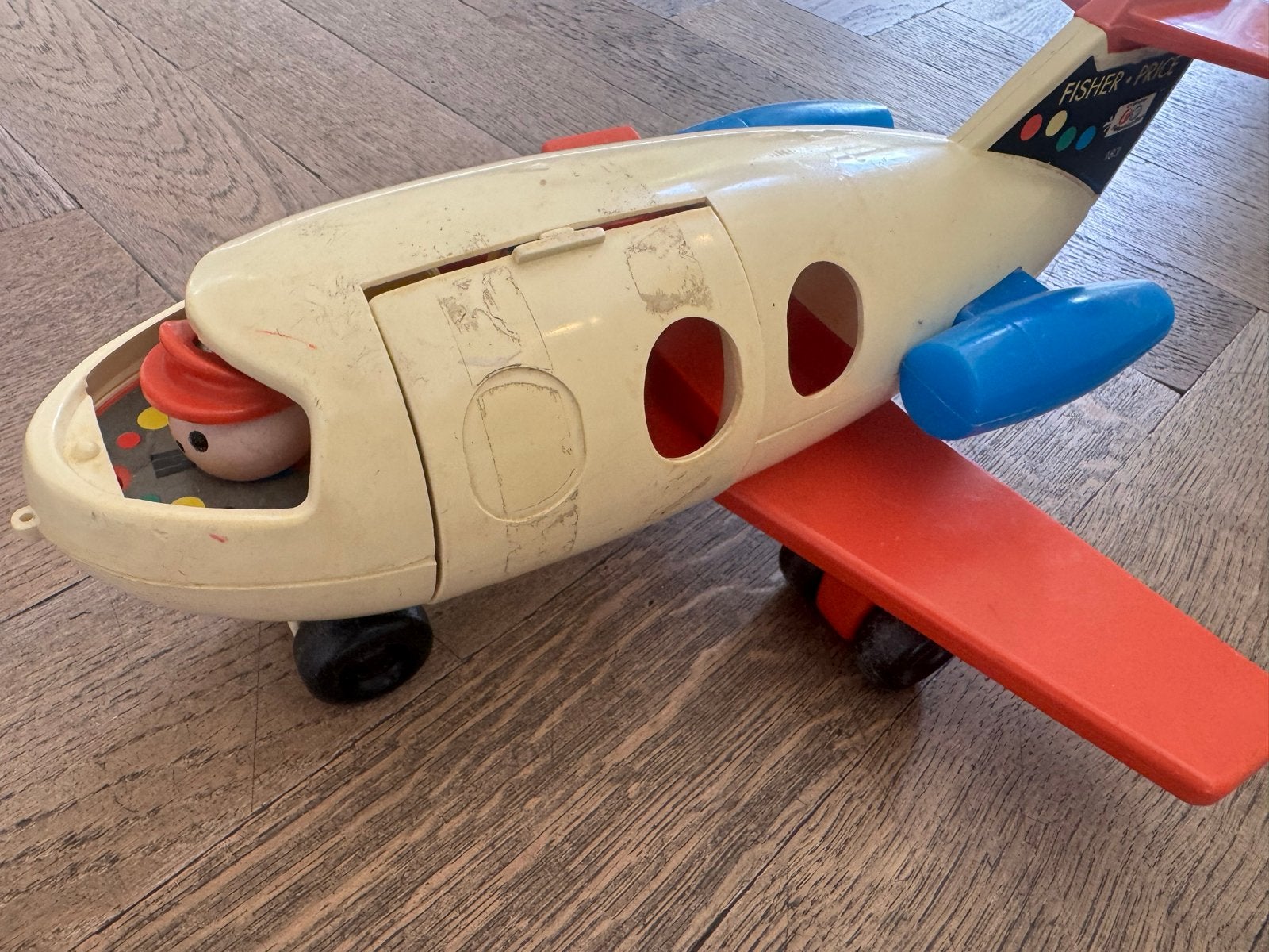 Vintage Fisher-Price Fun Jet Vliegtuig met poppetjes, Ophalen, Gebruikt, Auto of Voertuig