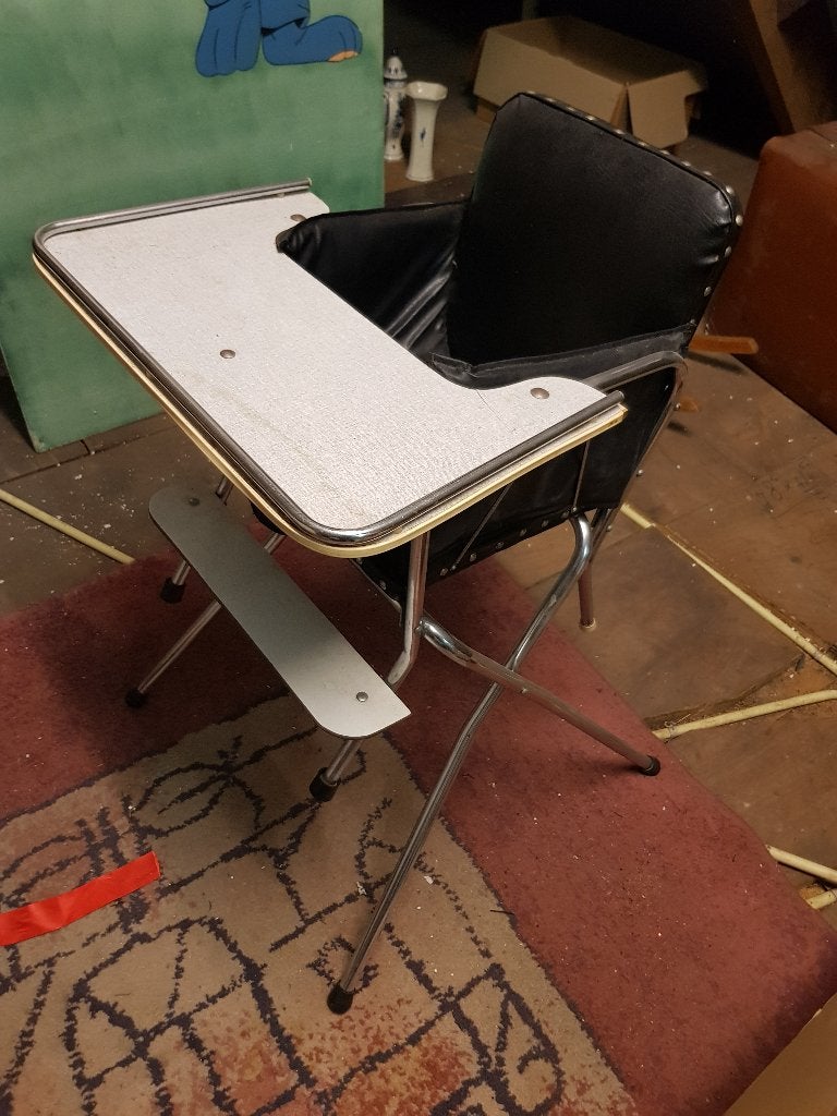 Vintage Kibofa kinderstoel jaren 60/70  Chroom & zwart skai, Ophalen of Verzenden, Gebruikt, Overige typen