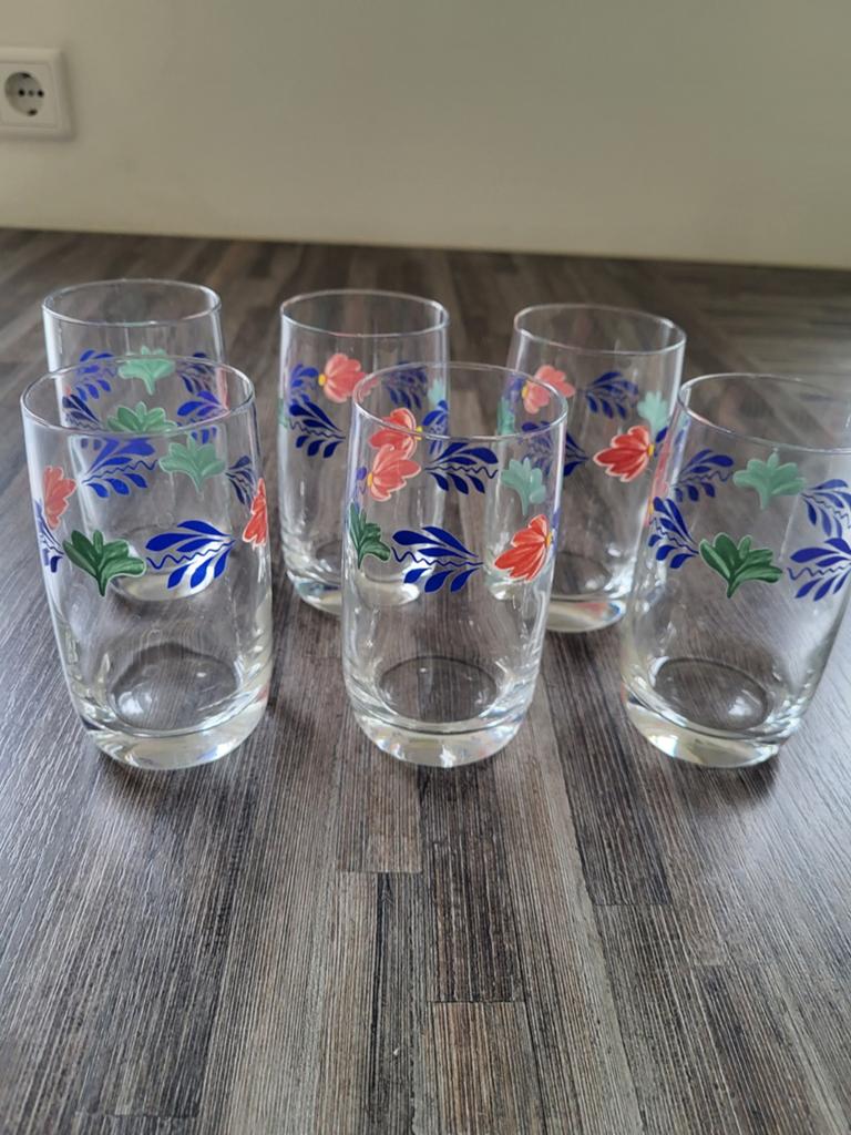 Boerenbont glazen long drink (set van 6), Huis en Inrichting, Keuken | Servies, Glas of Glazen, Nieuw, Ophalen of Verzenden, Glas