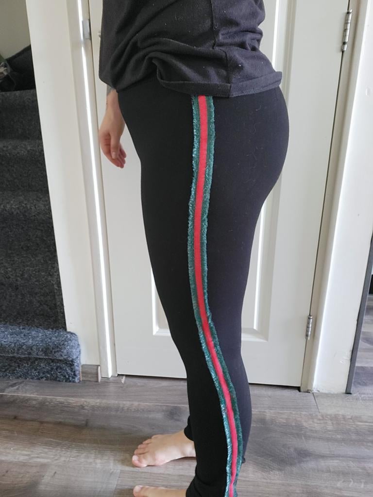 Redial legging leggingbroek elastaan zwart rood groen L 40, Redial, Zwart, Maat 42/44 (L), Ophalen of Verzenden