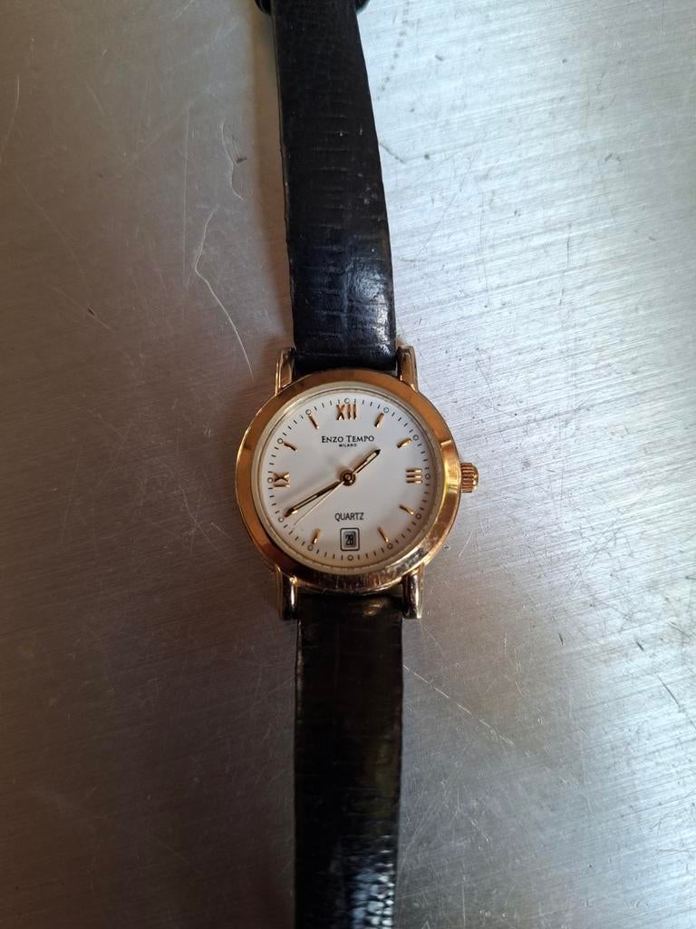 Enzo Tempo Quartz vintage dames horloge teab, Sieraden, Tassen en Uiterlijk, Ophalen of Verzenden, Leer, Overige merken