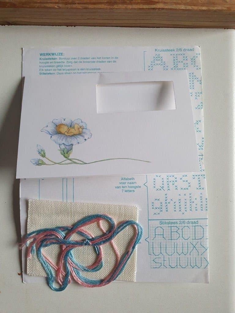 Borduurpakket geboortekaartje Maria van Scharrenburg 2, Ophalen of Verzenden, Nieuw, Handborduren, Borduurpakket